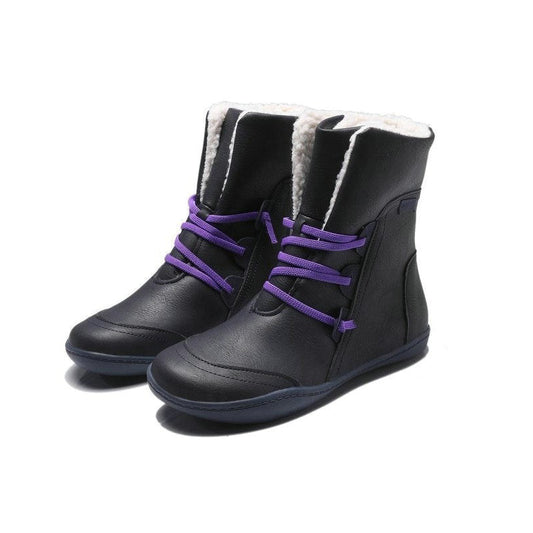 Warm Cotton Shoes Large Size Round Head Strap Flat Bottom Foreign Trade Plus Velvet Snow Boots