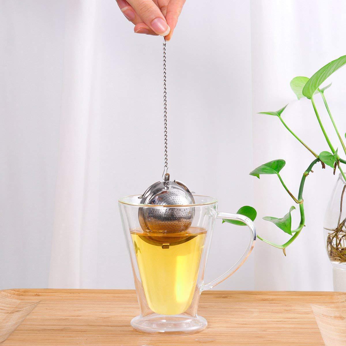 Modern Minimalist Stainless Steel Tea Ball Chain Tea Drain Office Round Spherical Tea Filter