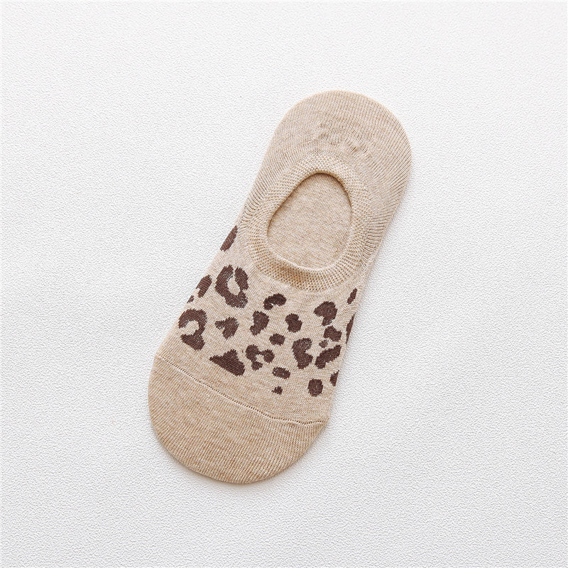 Spring And Summer Silicone Non-Slip Leopard Print Invisible Socks