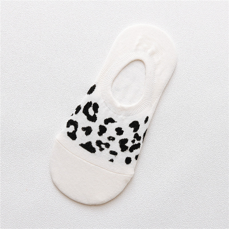 Spring And Summer Silicone Non-Slip Leopard Print Invisible Socks