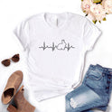 Rabbit Heartbeat Print Ladies T-shirt Short Sleeve