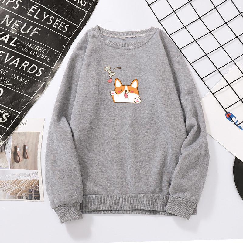 Japanese Round Neck Cartoon Print All-match Loose Top