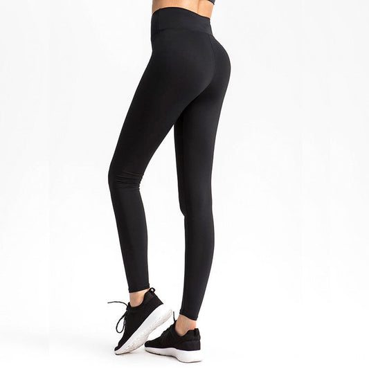 New European And American Solid Color Fashion High-waist Aports Fitness Yoga Pants