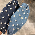 Pearl Style Headband Fashionable Middle Knotted Headdress Hairpin Denim