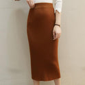 Women's High Waist Skirt Without Slit Woolen Skirt
