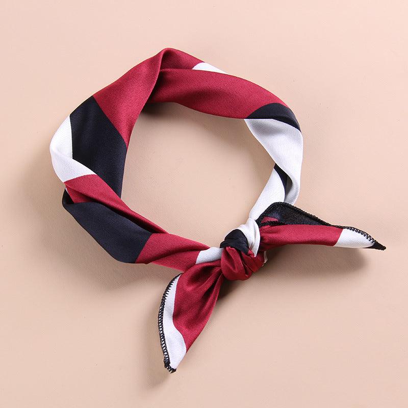 New Fashion Wholesale Simple Contrast Color Wild Small Silk Scarf Scarves