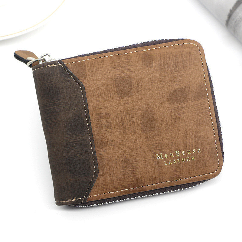 Zipper Two-fold Men's Wallet Retro Pu Coin Purse