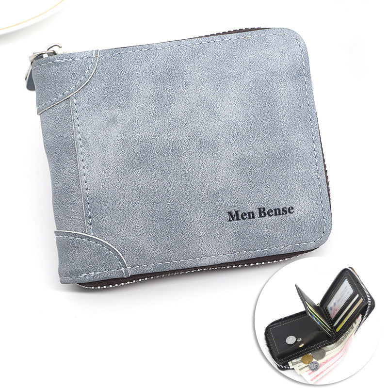 Zipper Two-fold Men's Wallet Retro Pu Coin Purse