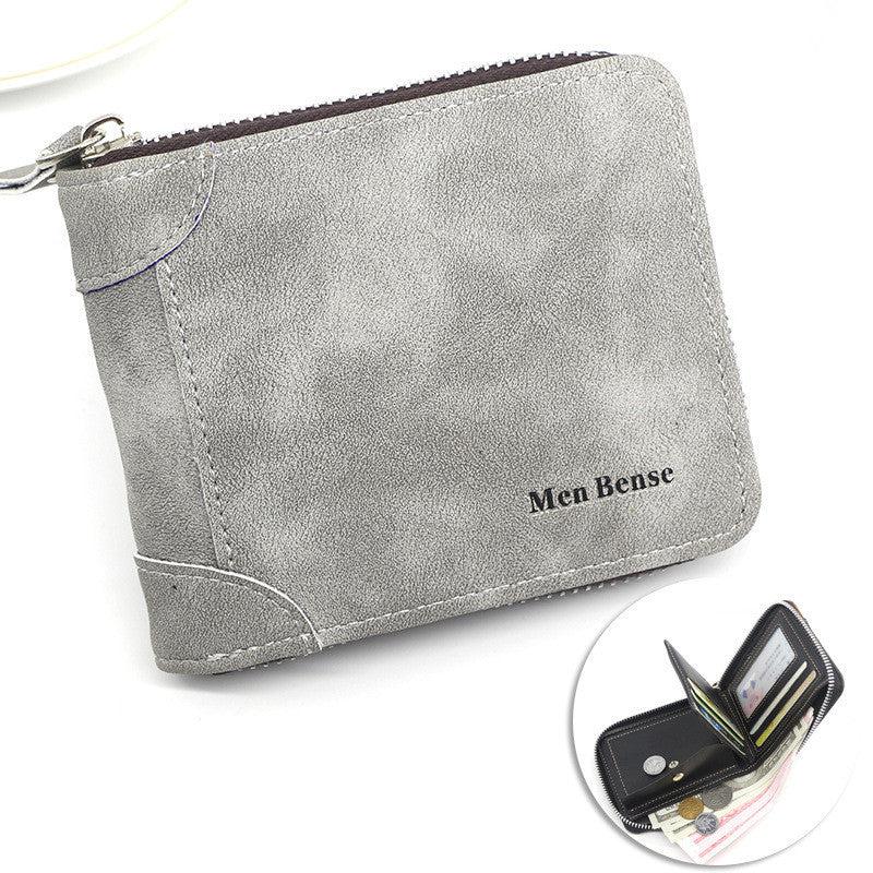 Zipper Two-fold Men's Wallet Retro Pu Coin Purse