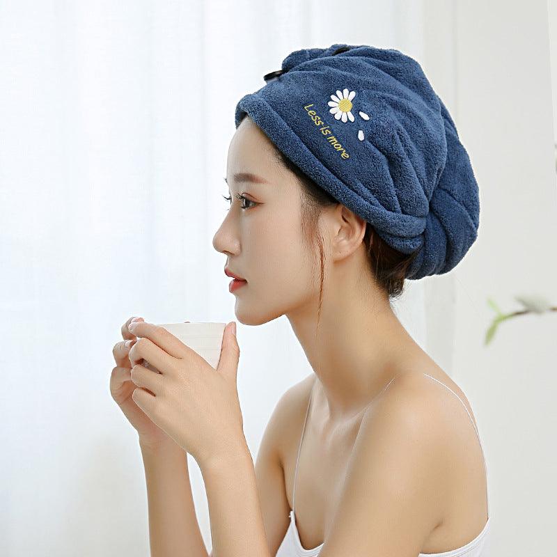 Free Shipping Dry Hair Towel Embroidery Dry Hair Cap Women's Absorbent And Quick-Drying Microfiber Thickened Turban Coral Fleece Shower Cap