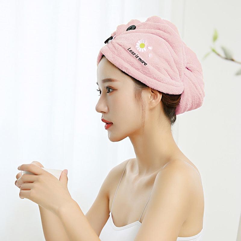 Free Shipping Dry Hair Towel Embroidery Dry Hair Cap Women's Absorbent And Quick-Drying Microfiber Thickened Turban Coral Fleece Shower Cap