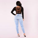 Cross-Border Supply New AliExpress Amazon Wish Explosion Light Color Stretch Jeans Women