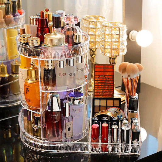 Cosmetic Storage Box Transparent Rotating Desktop Non-Acrylic Dressing Table Lipstick Skin Care Product Storage