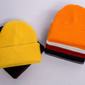Pure Color Light Board Adult Knitted Hat With Warmth Hip-Hop Hat