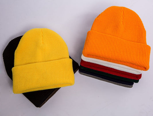 Pure Color Light Board Adult Knitted Hat With Warmth Hip-Hop Hat