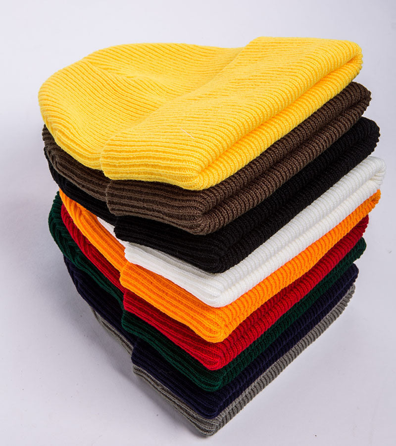 Pure Color Light Board Adult Knitted Hat With Warmth Hip-Hop Hat