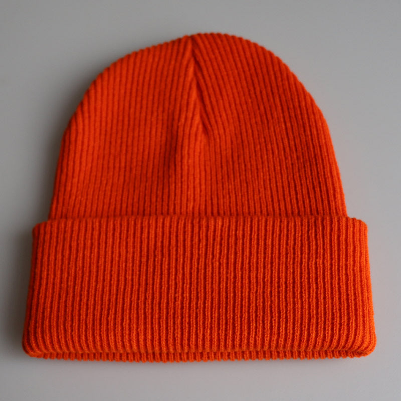 Pure Color Light Board Adult Knitted Hat With Warmth Hip-Hop Hat