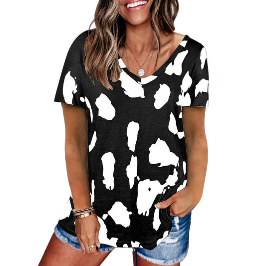 Spring And Summer New Foreign Trade Cross-Border European And American Hot Style Women'S Clothing Leopard Print Loose Short-Sleeved T-Shirt Women'S Top