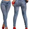 Slim Leggings Snowflake Imitation Denim Pencil Pants