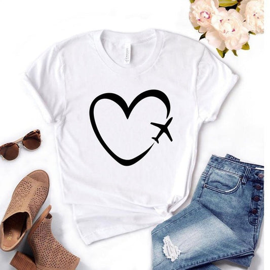 Travel Plane Beloved Print Ladies t-Shirt