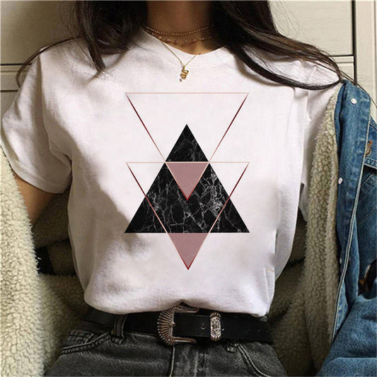 Fashion Simple Geometric Pattern Printed T-Shirt