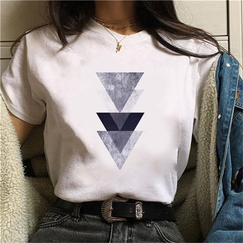 Fashion Simple Geometric Pattern Printed T-Shirt