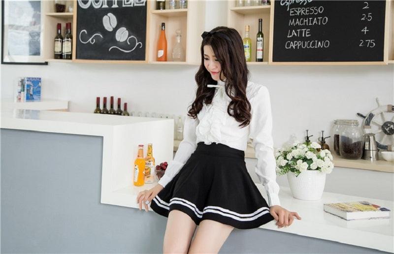 The New High-Waisted Half-Length Student Skirt, Female College Windproof, Sweet And Fluffy Pleated Skirt, A-Line Skirt