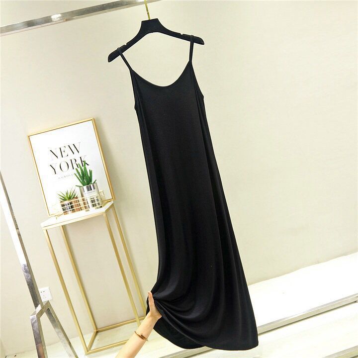 Sling Skirt Is Thin, Bottoming Skirt, Women'S Round Neck Long Skirt, Sleeveless Dress, Large Size Mid-Length, Inner Petticoat