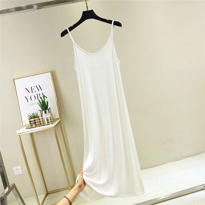 Sling Skirt Is Thin, Bottoming Skirt, Women'S Round Neck Long Skirt, Sleeveless Dress, Large Size Mid-Length, Inner Petticoat