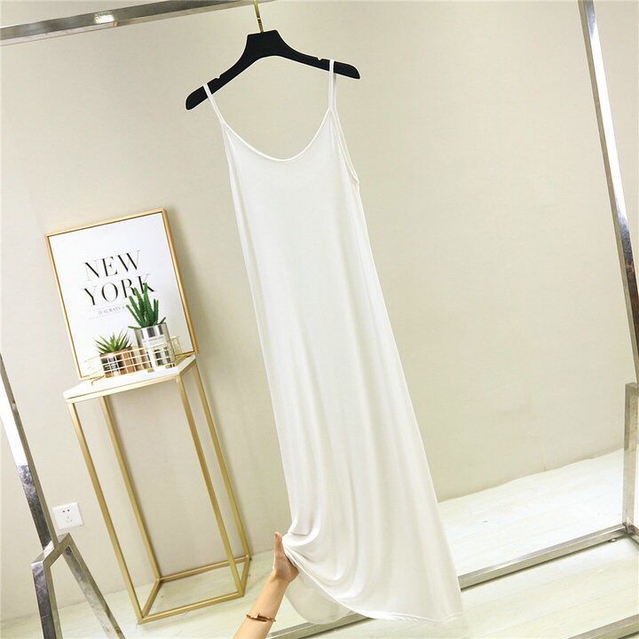 Sling Skirt Is Thin, Bottoming Skirt, Women'S Round Neck Long Skirt, Sleeveless Dress, Large Size Mid-Length, Inner Petticoat