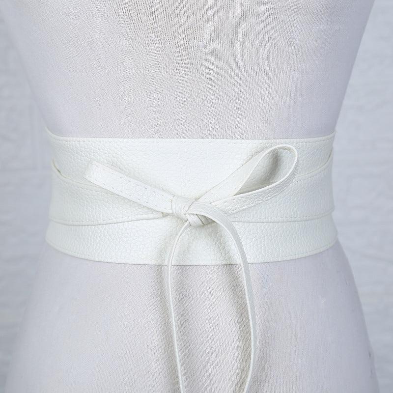 European And American New Style Pu Imitation Leather Wide Belt For Women, Versatile Wide Girdle, Bow Tie, Clothing Accessory Belt