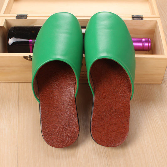 Custom  Haining Leather Slippers Men''S And Women''S Baotou Home Floor In Spring And Winter