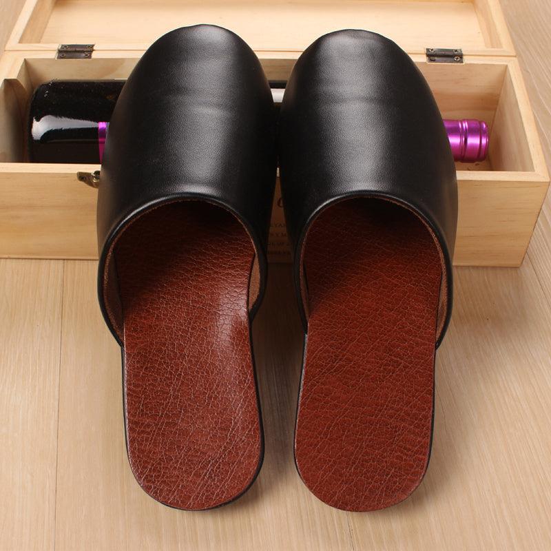 Custom  Haining Leather Slippers Men''S And Women''S Baotou Home Floor In Spring And Winter