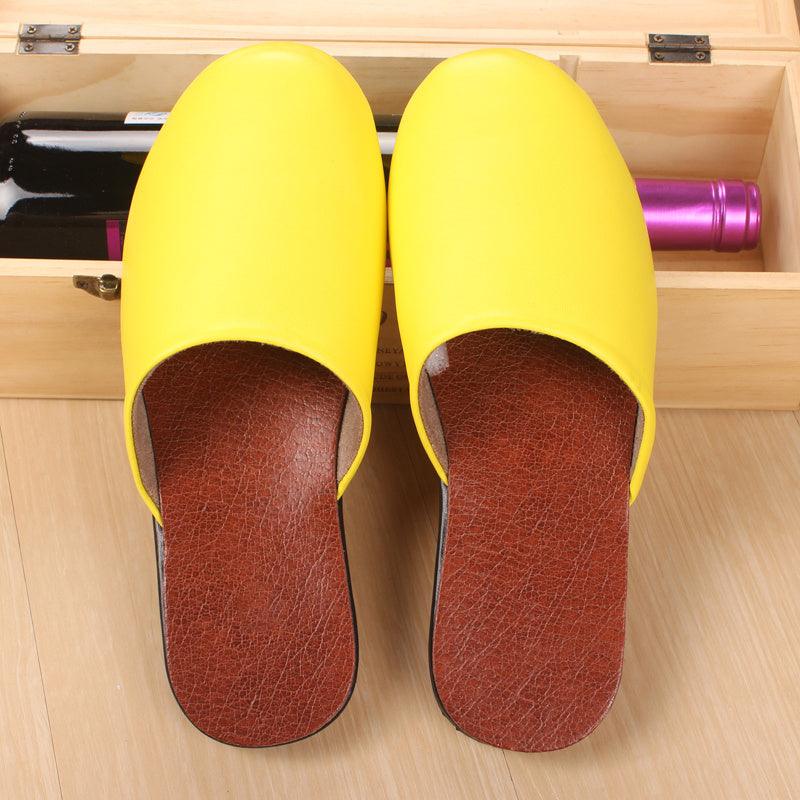 Custom  Haining Leather Slippers Men''S And Women''S Baotou Home Floor In Spring And Winter
