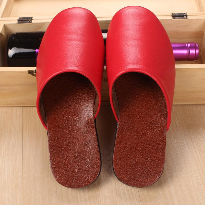 Custom  Haining Leather Slippers Men''S And Women''S Baotou Home Floor In Spring And Winter