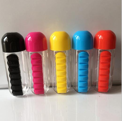 Direct Selling Two-In-One Water Cup Pill Box 7-Day Pill Box 7 Grids Outdoor Easy To Carry Water Bottle One Week With Pill Box Cup