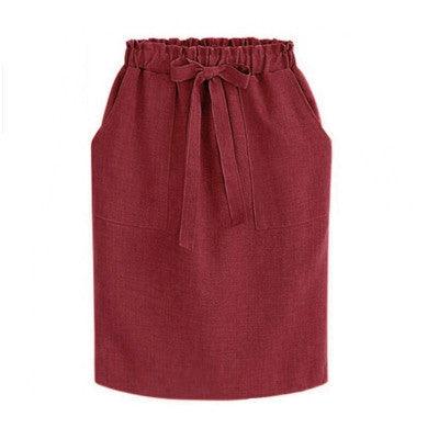 Casual High Waist Skirt Bow Loose Bag Hip Skirt