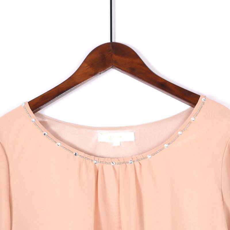 Long Sleeve Round Neck Pullover Casual Chiffon Shirt
