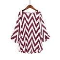 Fashion Contrast Stripes Casual Loose Large Size Small Shirt Summer New Korean Five-Point Sleeve Thin Chiffon Shirt