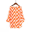 Fashion Contrast Stripes Casual Loose Large Size Small Shirt Summer New Korean Five-Point Sleeve Thin Chiffon Shirt