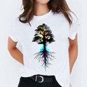 Foreign Trade Color Feather Ink Painting Women'S Printed Short Sleeve T-Shirt