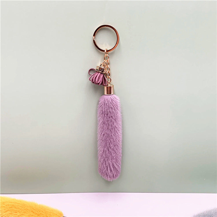 Faux Mink Fur Key Chain Bag Charms Pendant Tassel Fluffy Car Key Ring Accessories Wholesale