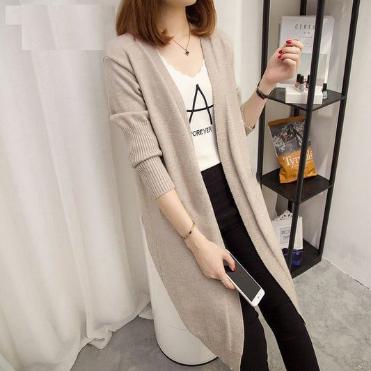 spring and autumn new temperament fashion sweater women"s coat Korean loose and versatile knitwear medium length cardigan