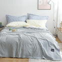 New Summer Multifunctional Striped Snowfleece Air Conditioning Blanket Flannel Blanket Single Double Quilt Sofa Cover Blanket