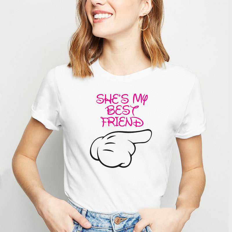 Short-sleeved T-shirt Women's Bottoming Shirt Through Friends Friends Printing Girlfriends Outfit