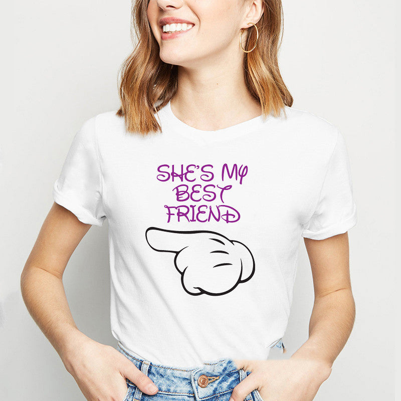 Short-sleeved T-shirt Women's Bottoming Shirt Through Friends Friends Printing Girlfriends Outfit