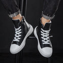 New Men'S High-Top Shoes, Waterproof Leather, Korean Casual Shoes, Personality Fashion All-Match Trendy Shoes