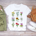 Plant Flower Pattern Printed T-Shirt Modal Wildflower Short Sleeve