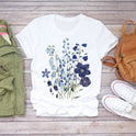 Plant Flower Pattern Printed T-Shirt Modal Wildflower Short Sleeve