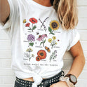 Plant Flower Pattern Printed T-Shirt Modal Wildflower Short Sleeve